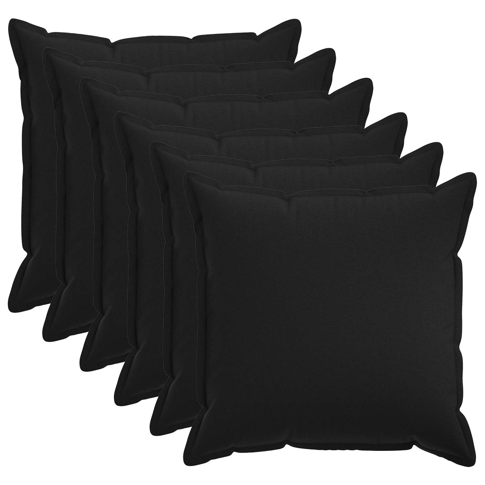 Kussensloop 6 pcs HOUTEN Zwart 80 x 80 cm Faux Linnen image 1