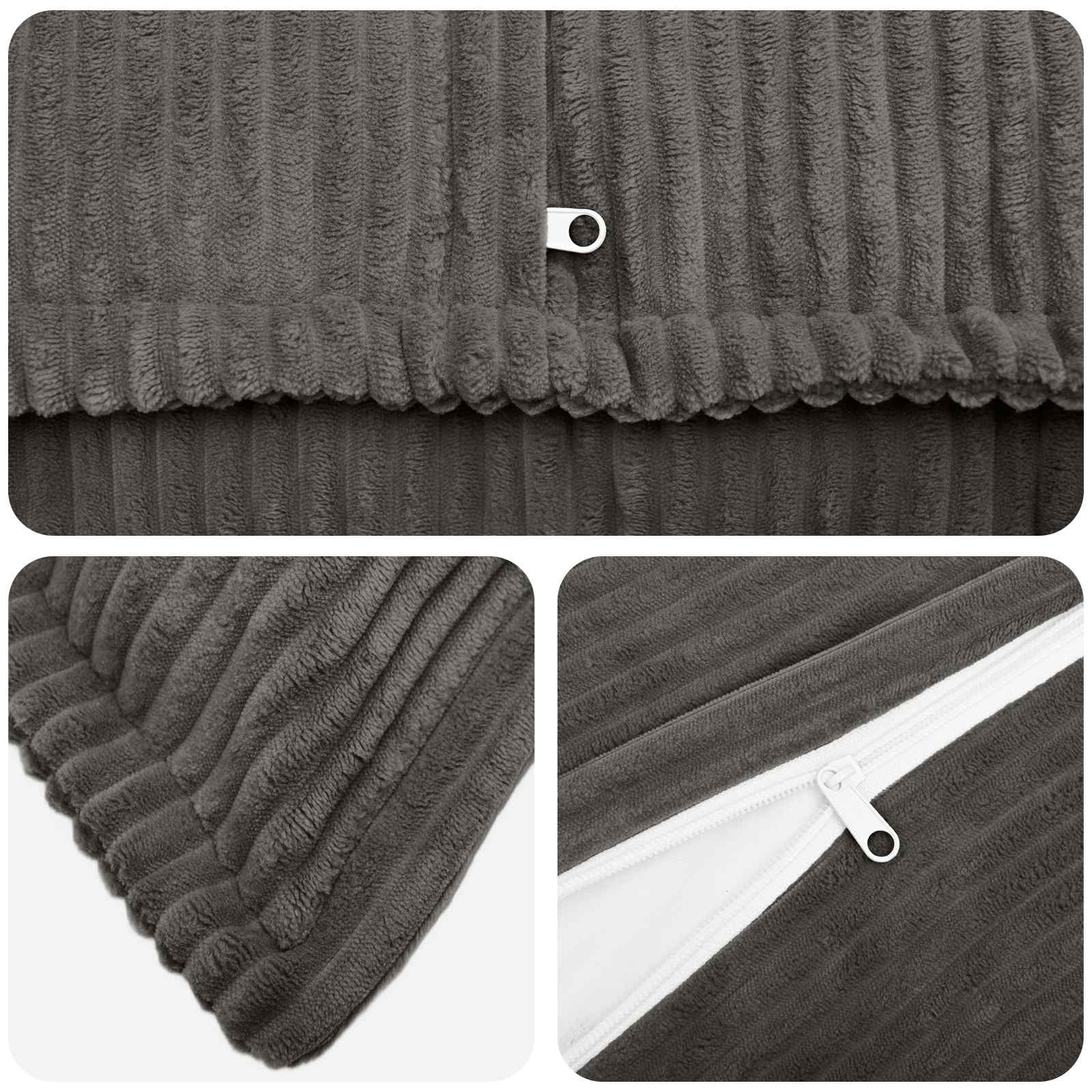 Kussensloop 6 st HOUTEN Donkergrijs 80 x 80 cm corduroy image 4