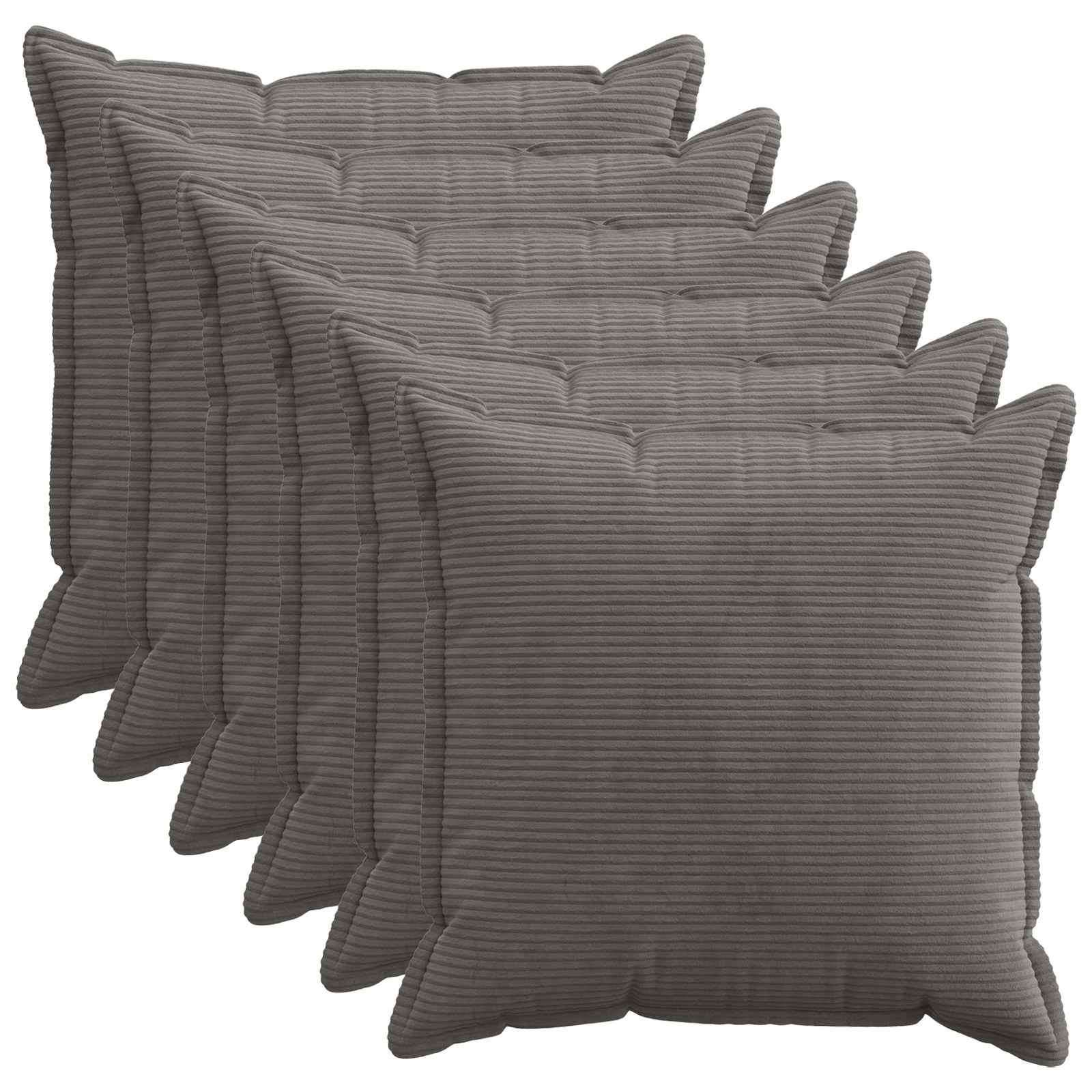 Kussensloop 6 st HOUTEN Donkergrijs 80 x 80 cm corduroy image 1