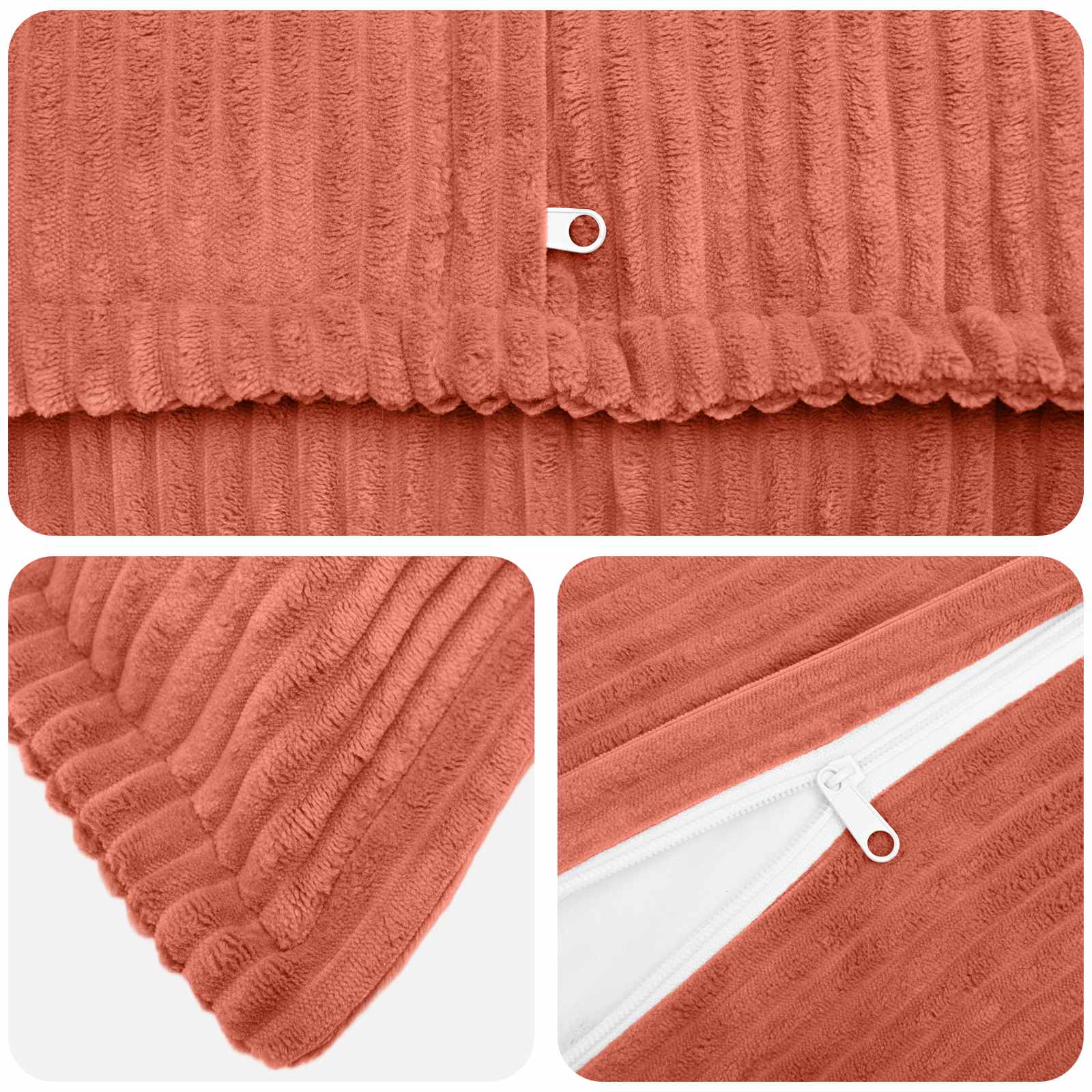 Kussensloop 2 st HOUTEN Rood-oranje 80 x 80 cm corduroy image 4