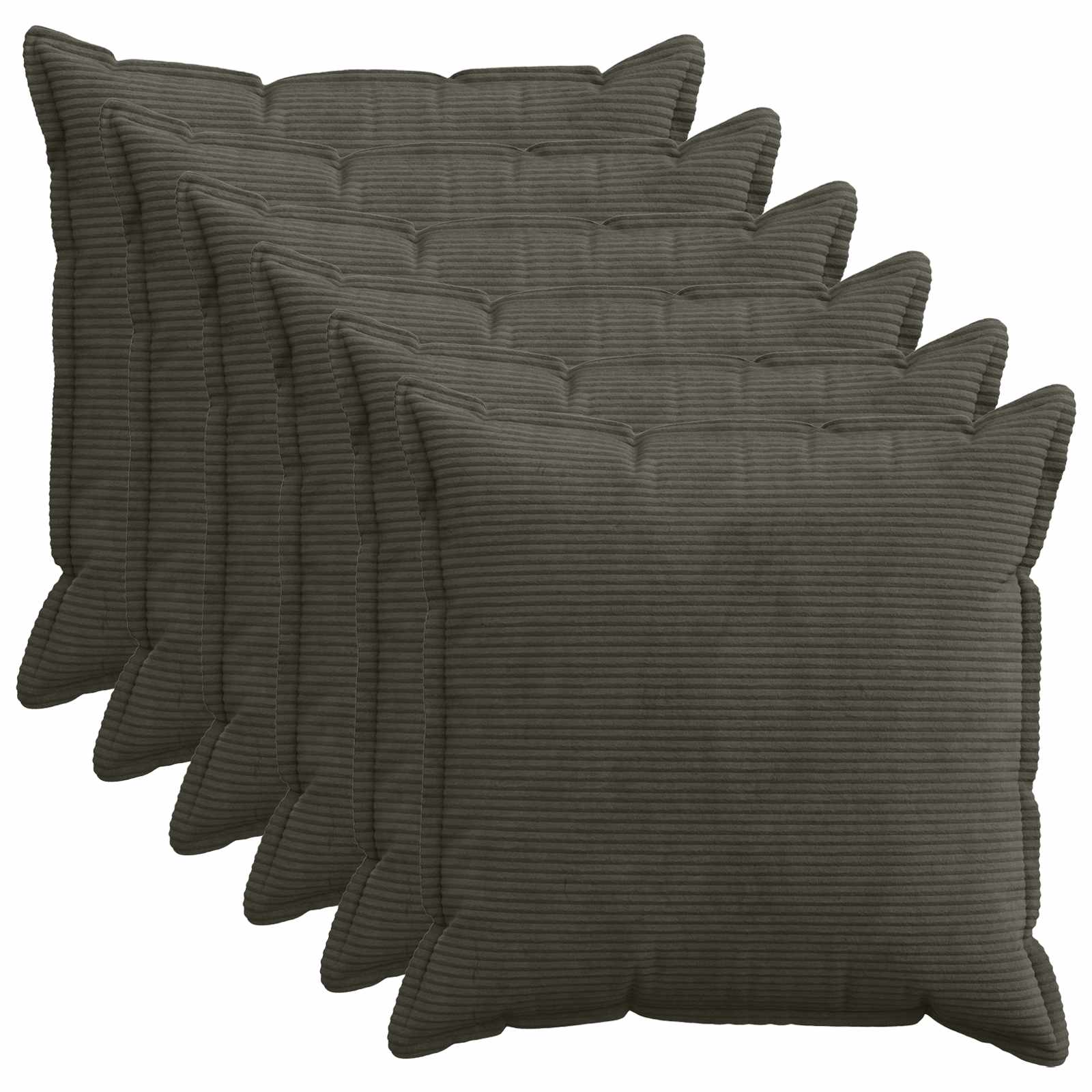 Kussensloop 6 st HOUTEN Antraciet 80 x 80 cm corduroy image 1