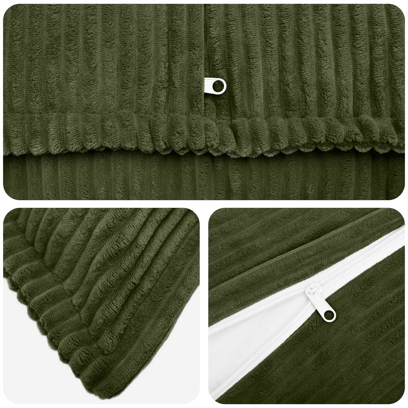 Kussensloop 2 st HOUTEN Groen 80 x 80 cm corduroy image 4