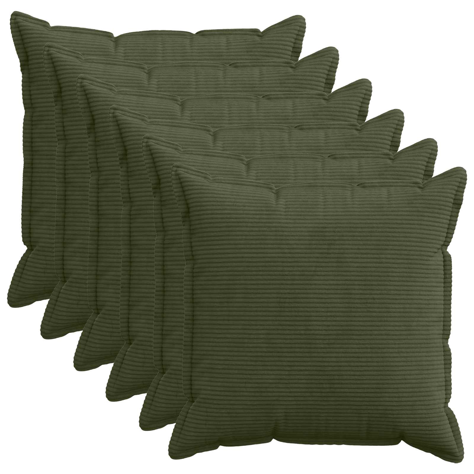 Kussensloop 6 st HOUTEN Groen 80 x 80 cm corduroy image 1