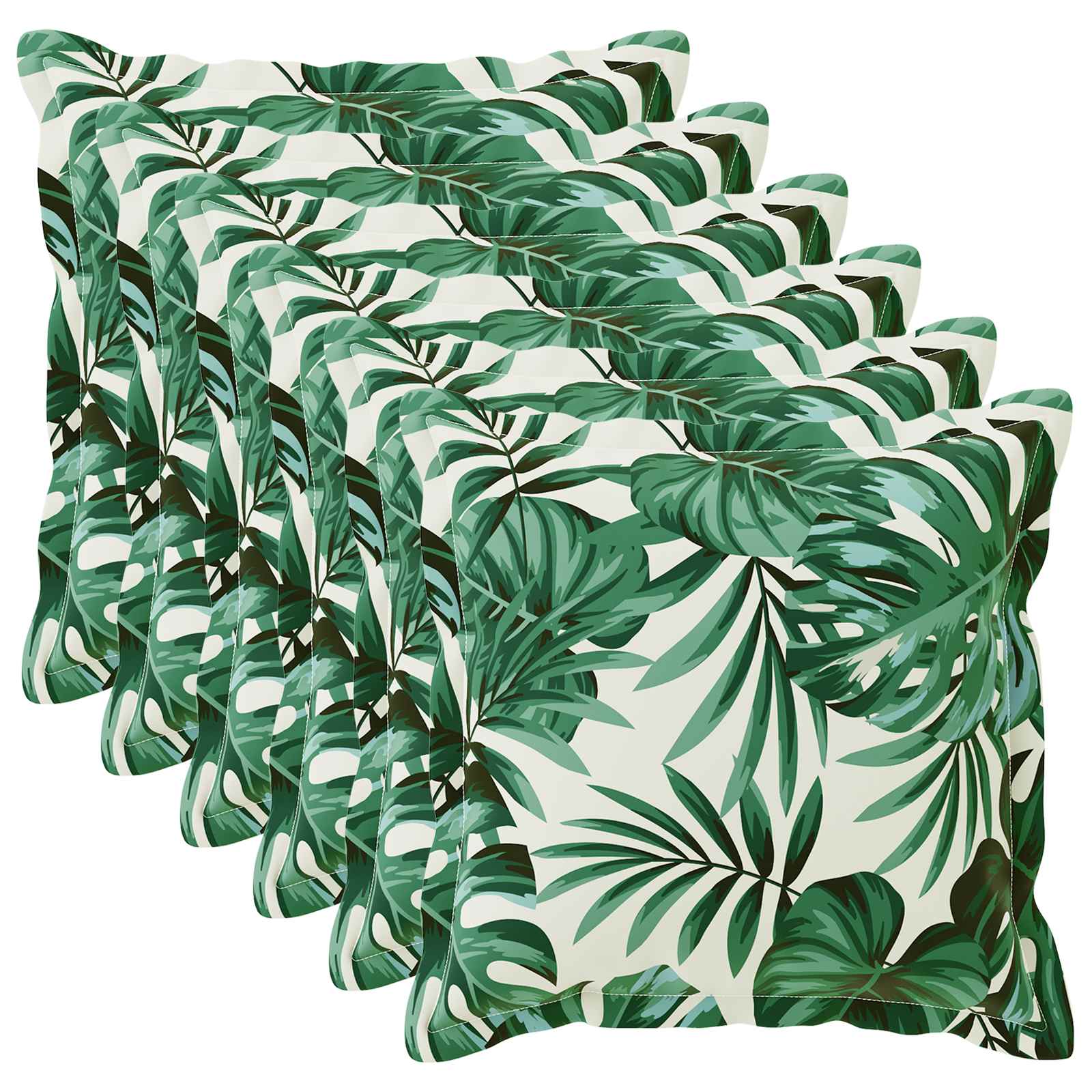 Kussensloop 6 st HOUTEN Bladpatroon 80 x 80 cm Polyester image 1