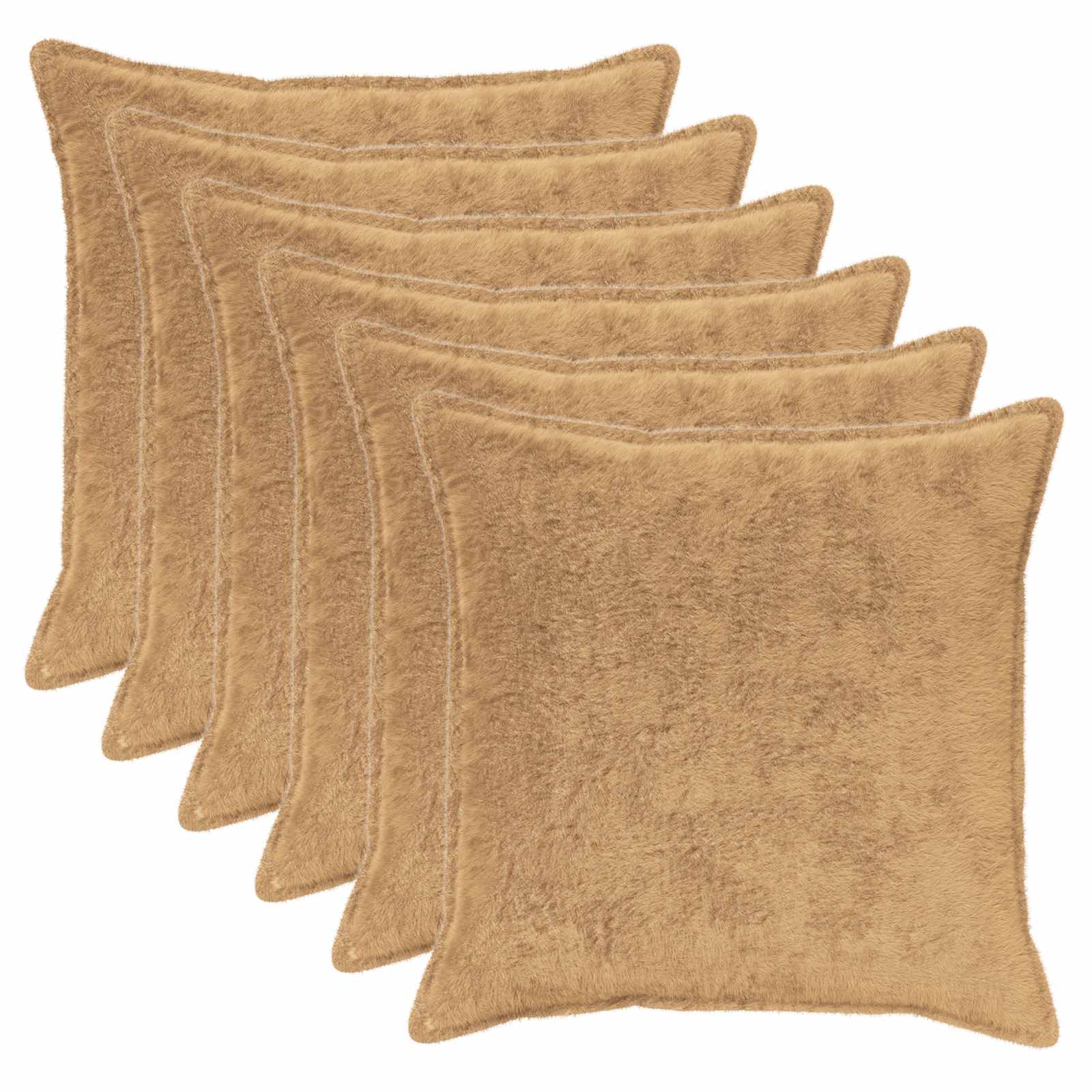 Kussensloop 6 st HOUTEN Taupe 80 x 80 cm Nep Konijnenbont image 1