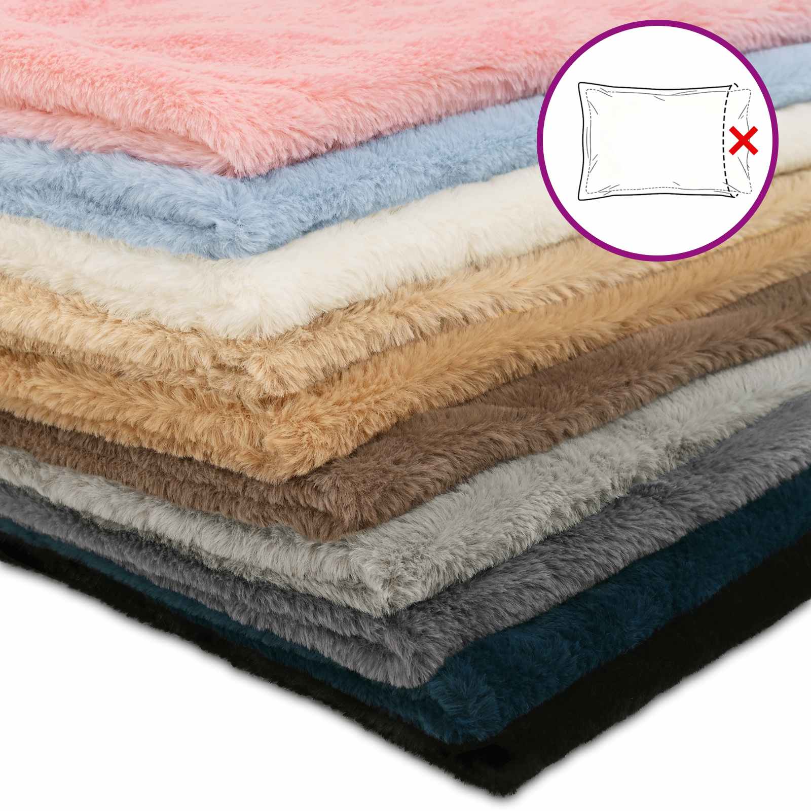 Kussensloop 6 st HOUTEN Licht Bruin 80 x 80 cm Nep Konijnenbont image 6