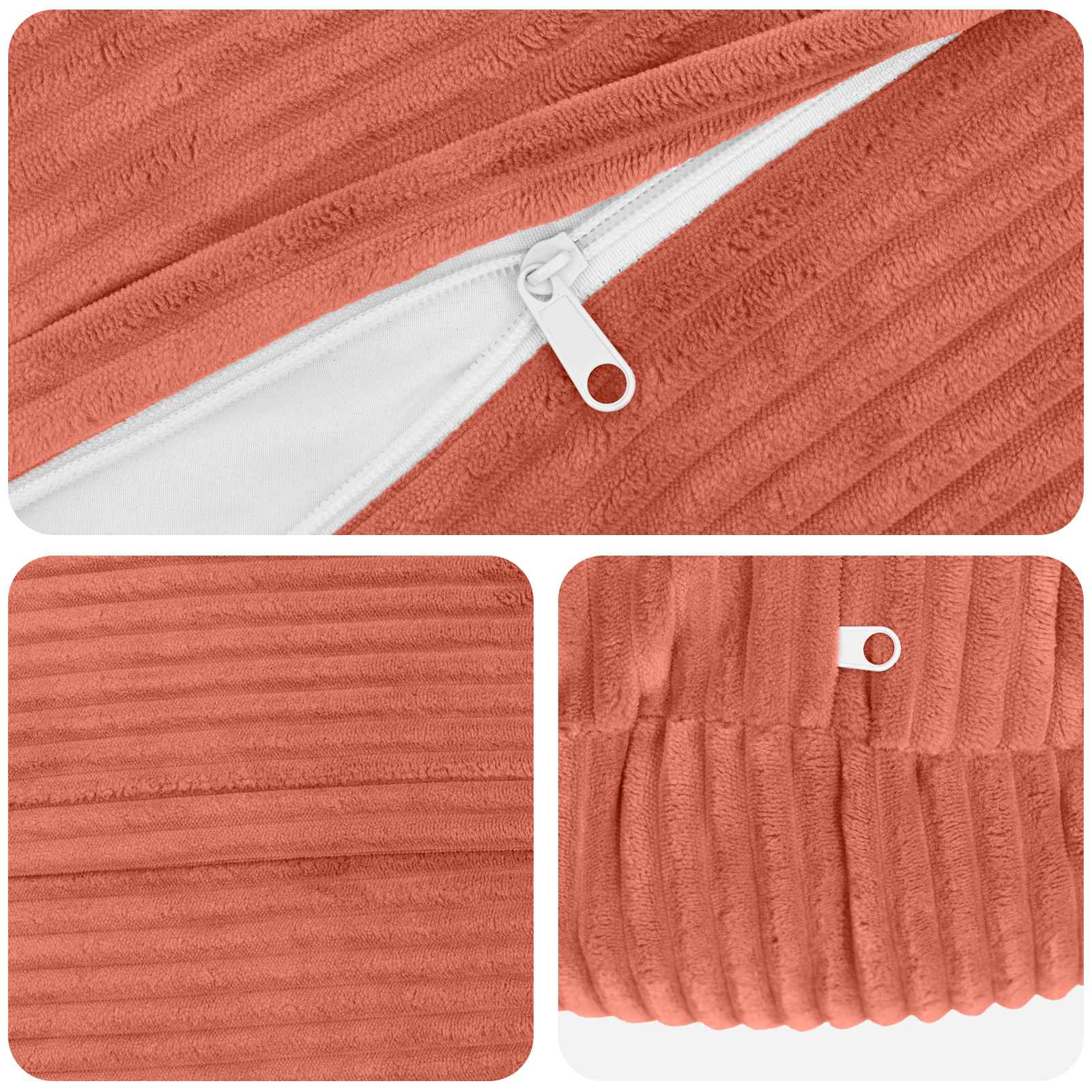 Kussensloop 6 pcs HEERLEN Rood-oranje Ø 30 cm corduroy image 4