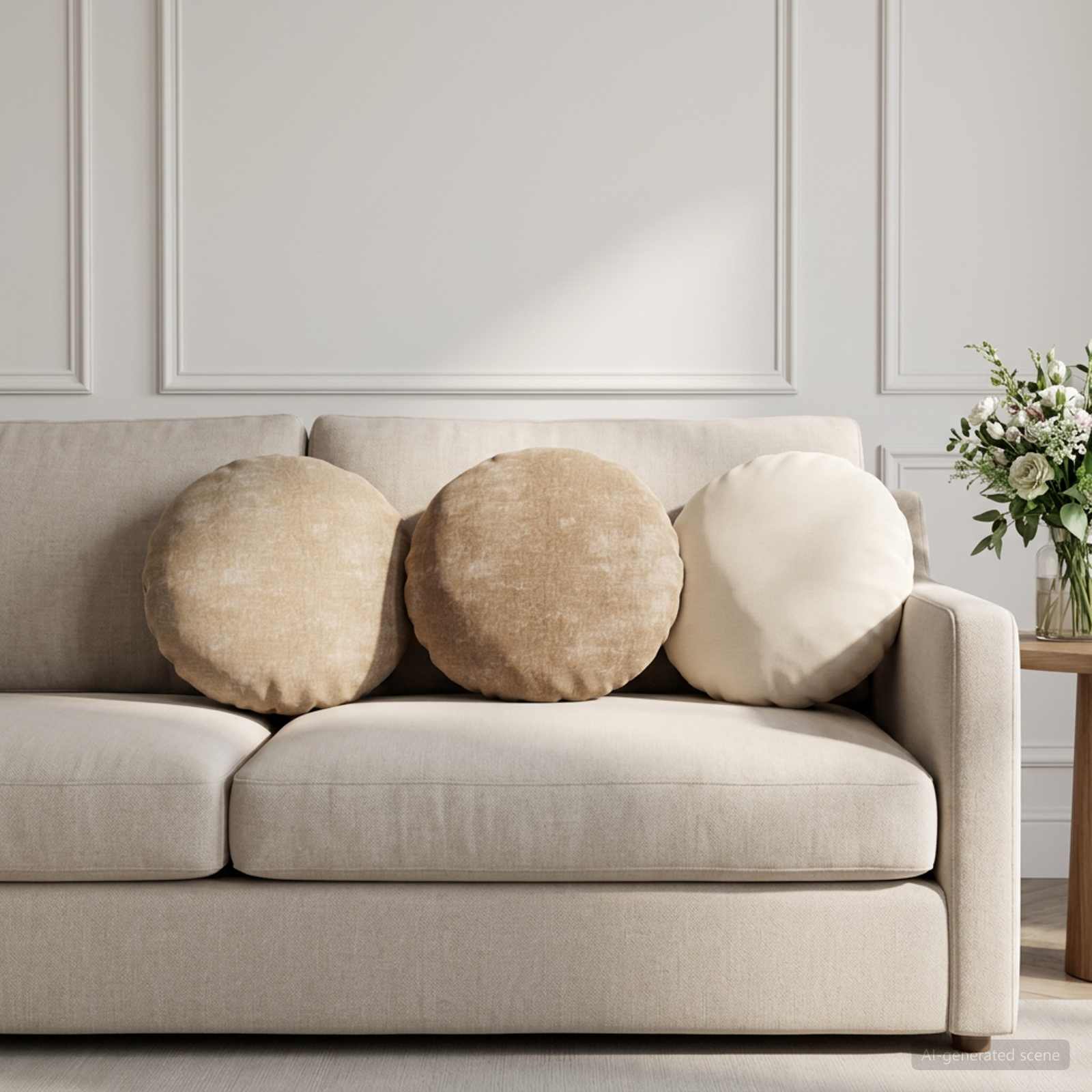 Kussensloop 2 st HEERLEN Taupe Ø 40 cm Chenille Stof image 1