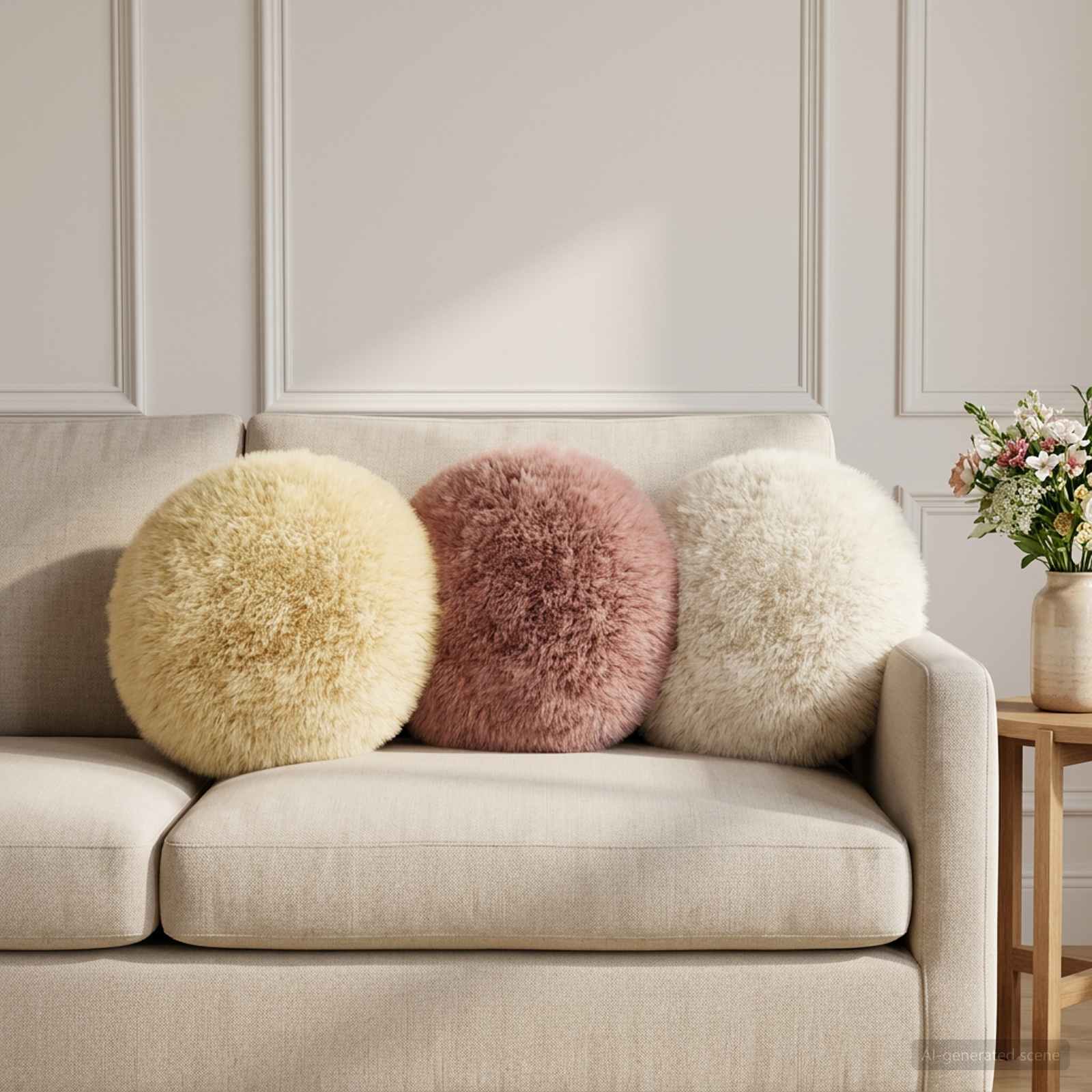 Kussensloop 6 pcs HEERLEN Crèmekleurig Ø 40 cm PV Fleece image 1