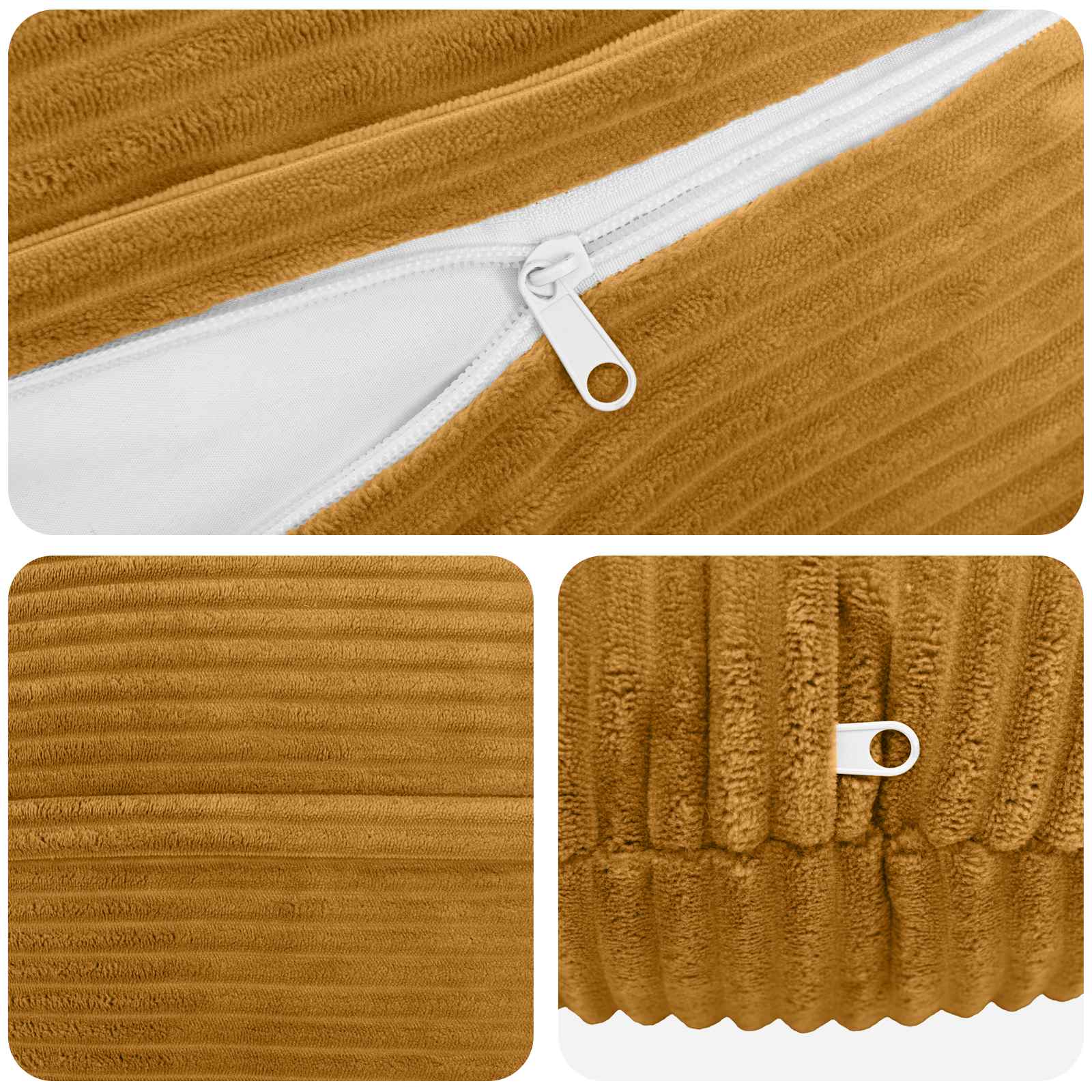 Kussensloop 2 pcs HEERLEN Geel Ø 40 cm corduroy image 4