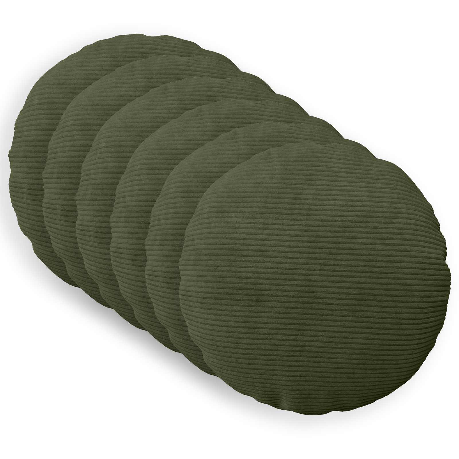vidaXL Pudebetræk 6 pcs HEERLEN Grøn Ø 40 cm cordfløjl