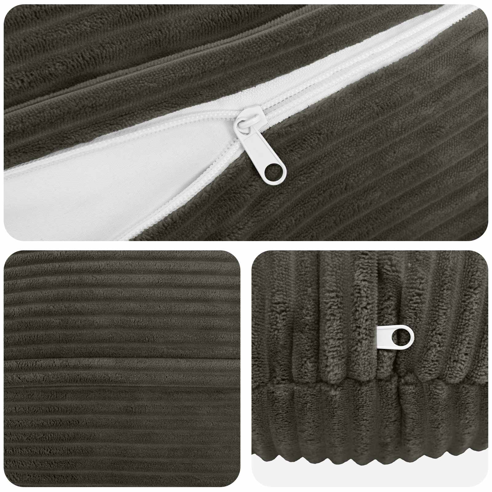 Kussensloop 2 pcs HEERLEN Antracietkleurig Ø 50 cm corduroy image 4
