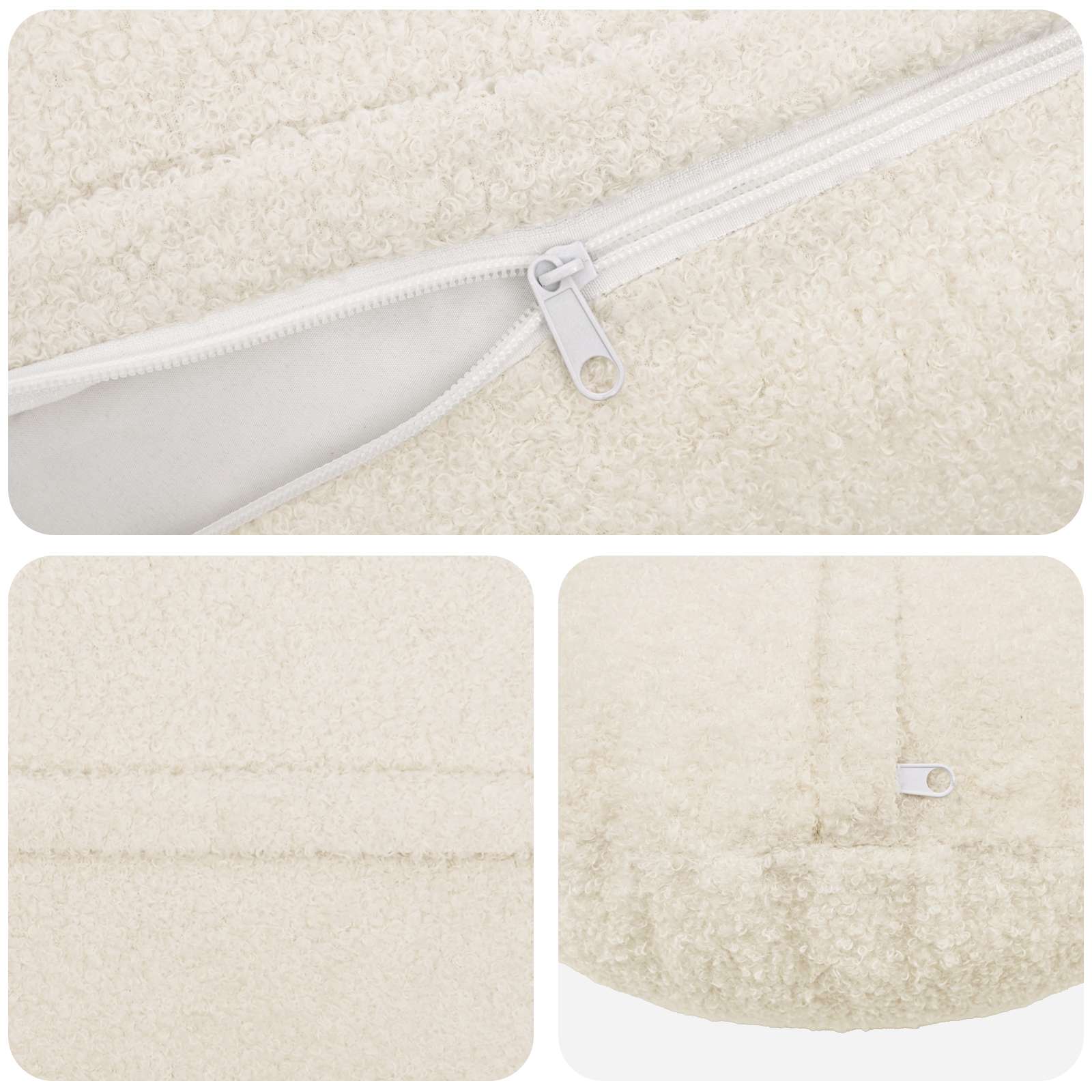 Kussensloop 2 pcs HEERLEN Crèmekleurig Ø 50 cm Bouclé image 4