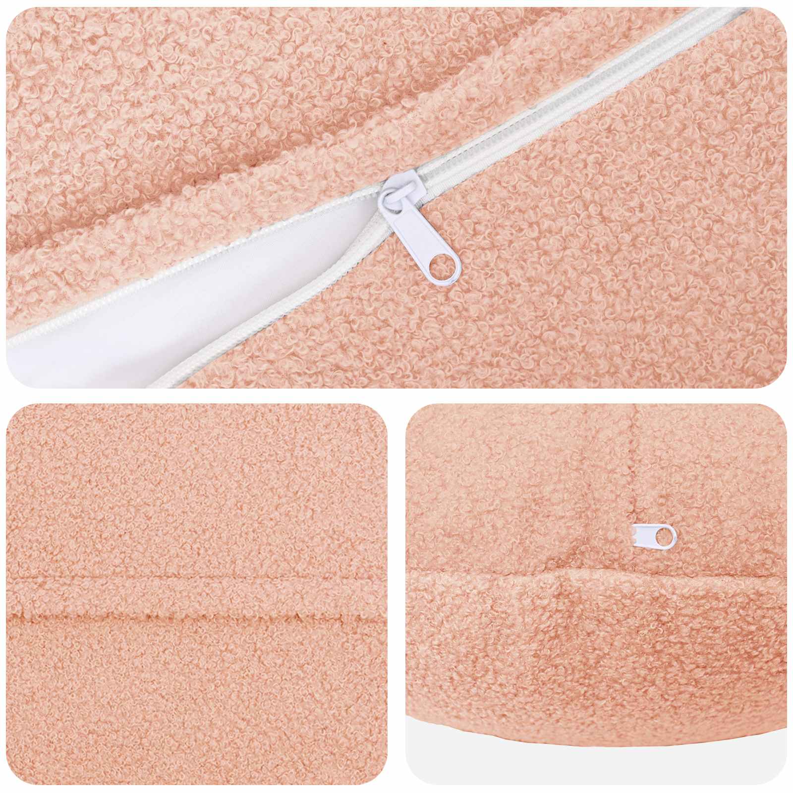 Kussensloop 2 pcs HEERLEN Roze Ø 50 cm Bouclé image 4