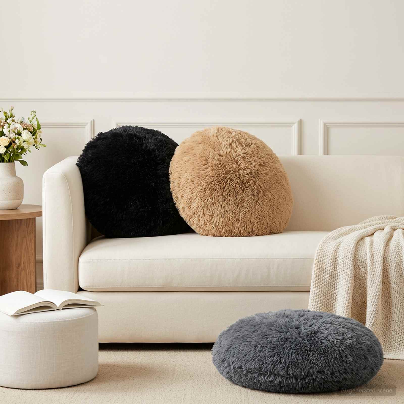 vidaXL Kussensloop 6 pcs HEERLEN Antracietkleurig Ø 60 cm PV Fleece