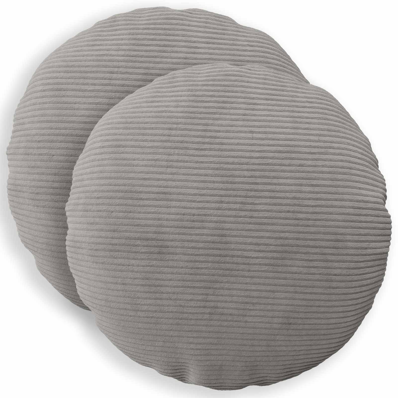 Kussensloop 2 pcs HEERLEN Lichtgrijs Ø 60 cm corduroy image 1