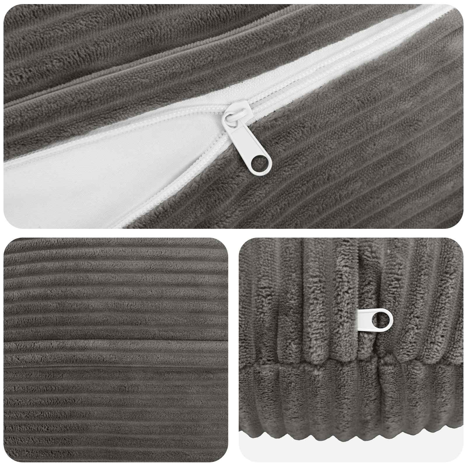 Kussensloop 2 pcs HEERLEN Donkergrijs Ø 60 cm corduroy image 4