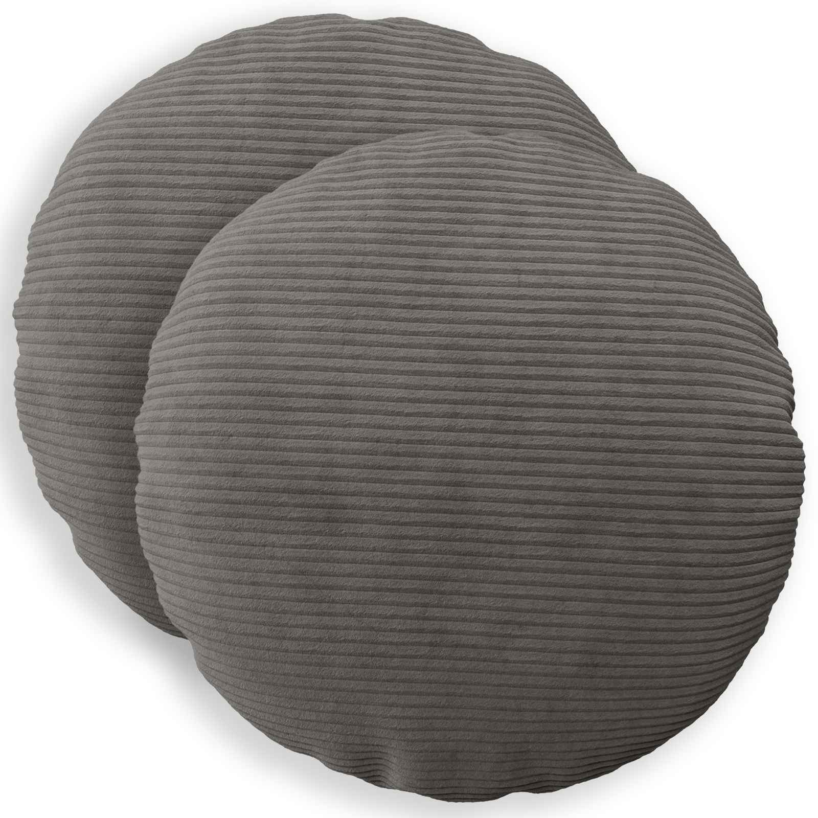 Kussensloop 2 pcs HEERLEN Donkergrijs Ø 60 cm corduroy image 1