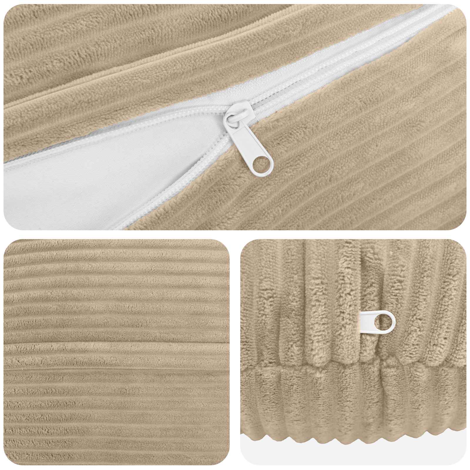 Kussensloop 2 pcs HEERLEN Taupe Ø 60 cm corduroy image 4