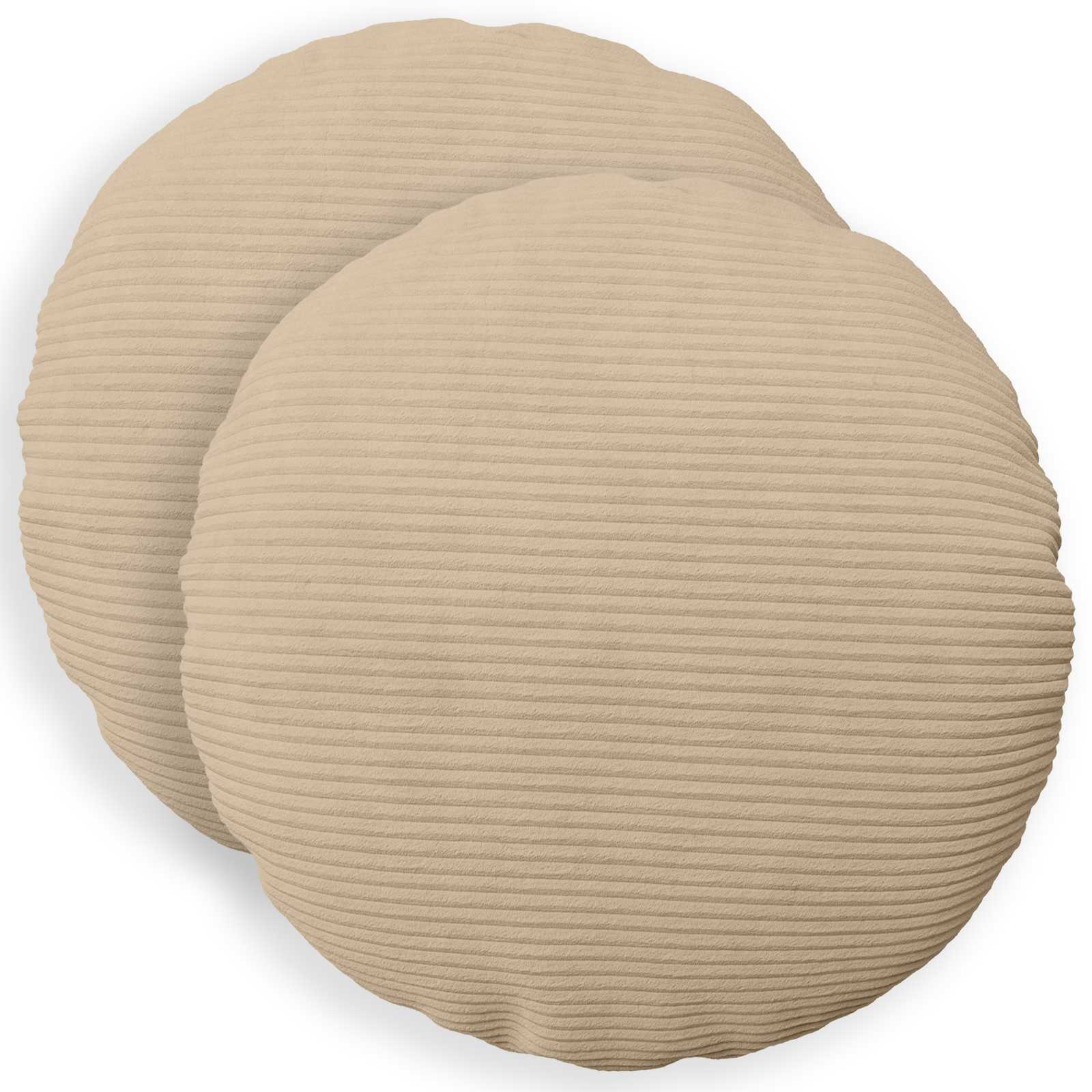 Kussensloop 2 pcs HEERLEN Taupe Ø 60 cm corduroy image 1