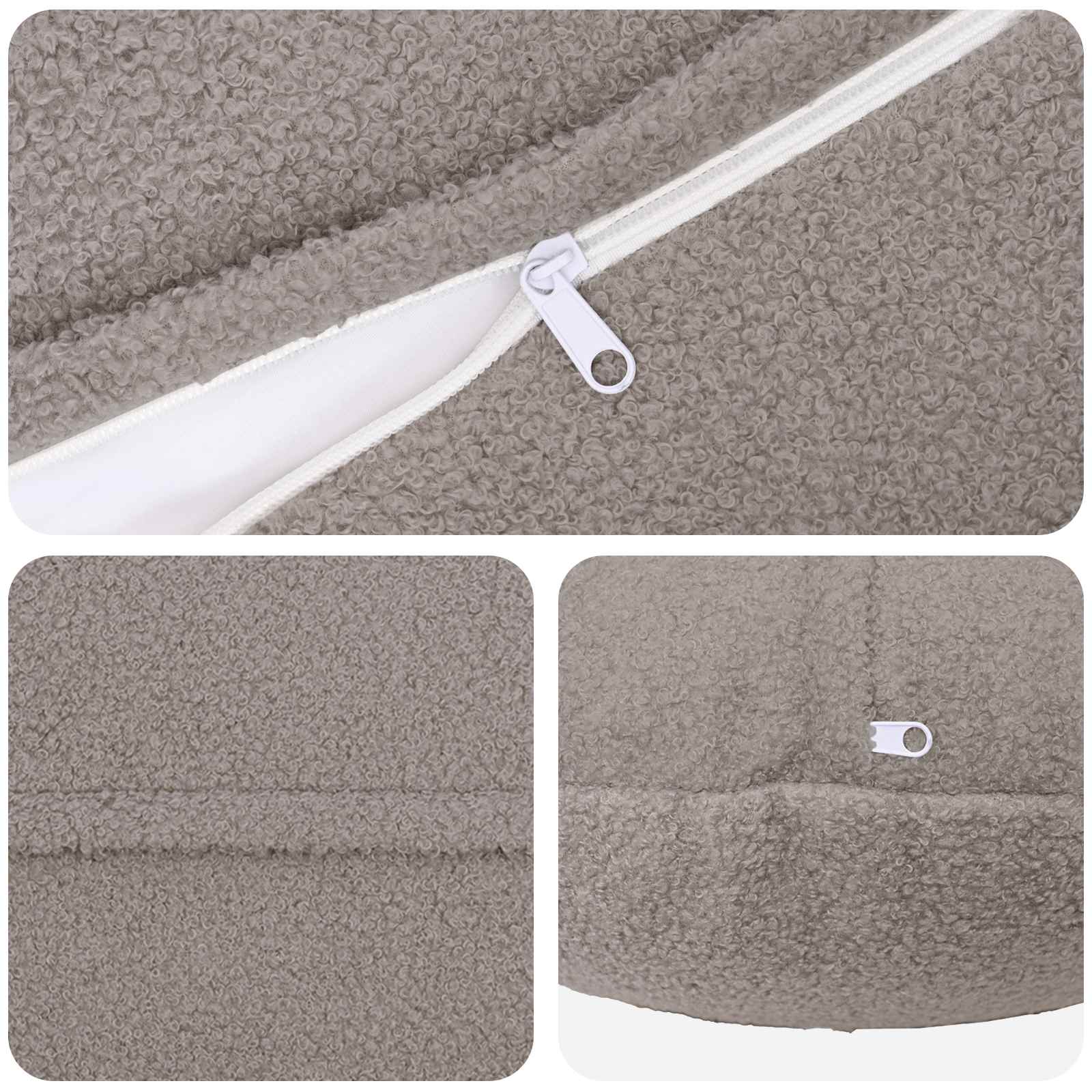 Kussensloop 6 pcs HEERLEN Lichtgrijs Ø 60 cm Bouclé image 4