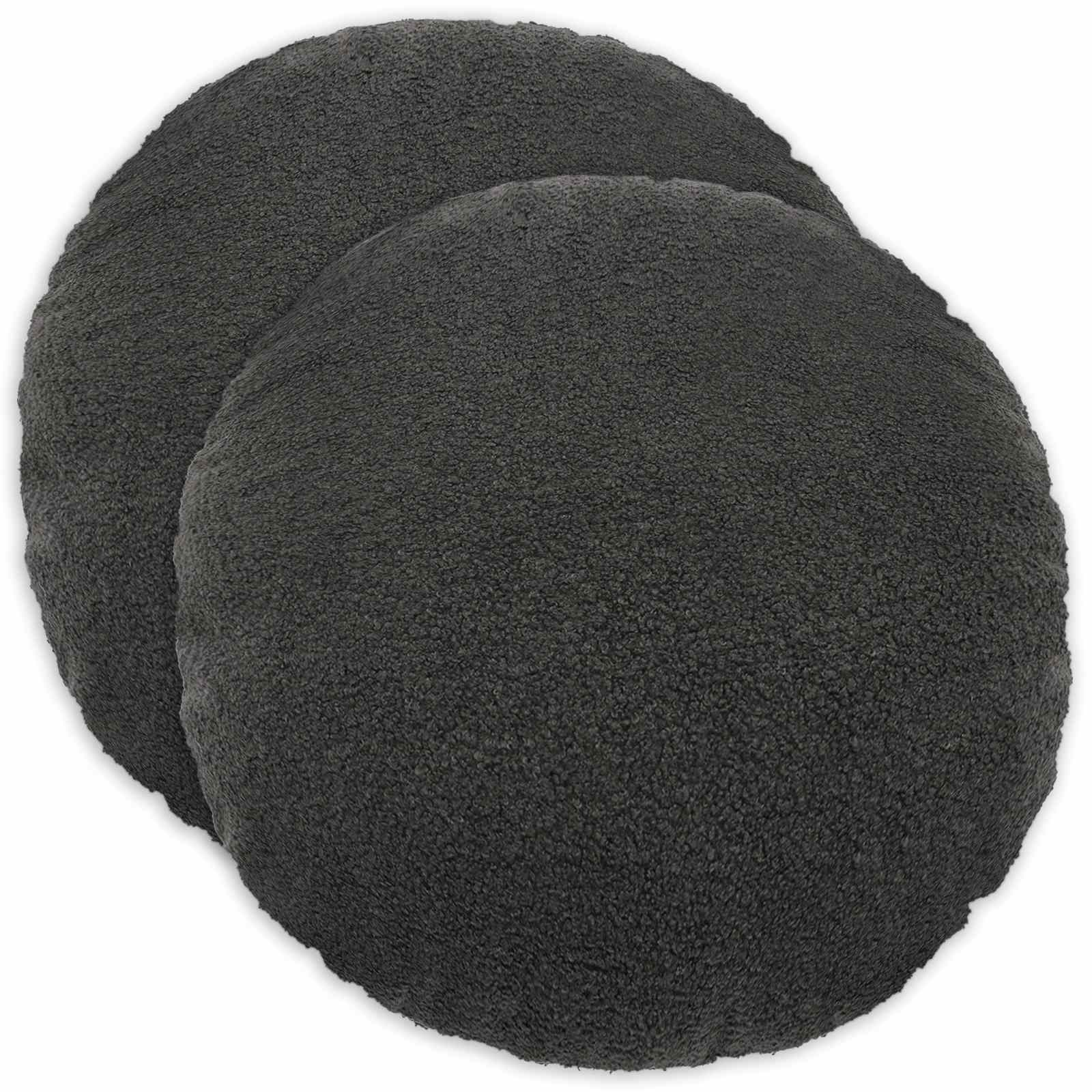 Kussensloop 2 pcs HEERLEN Donkergrijs Ø 60 cm Bouclé image 1