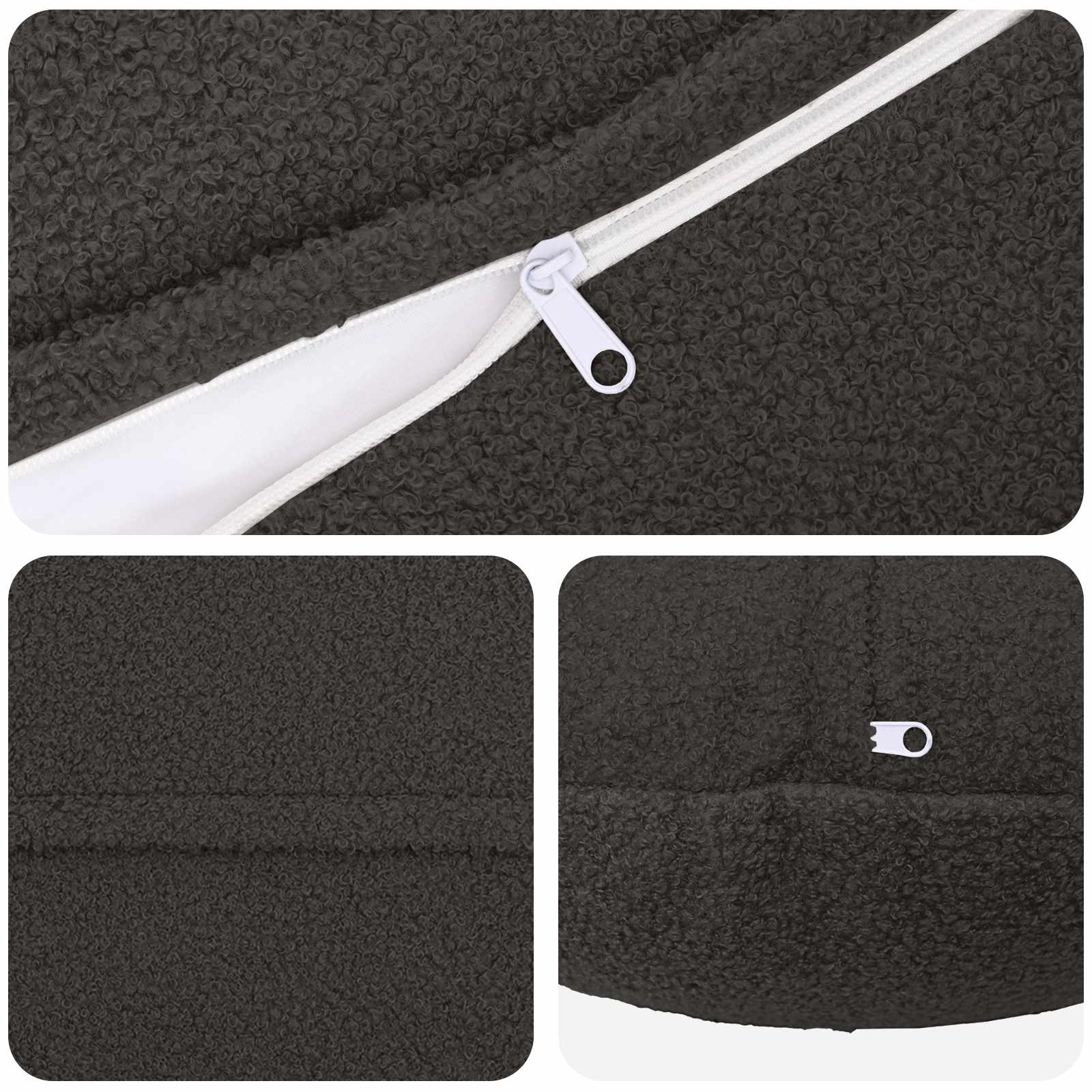 Kussensloop 6 pcs HEERLEN Donkergrijs Ø 60 cm Bouclé image 4