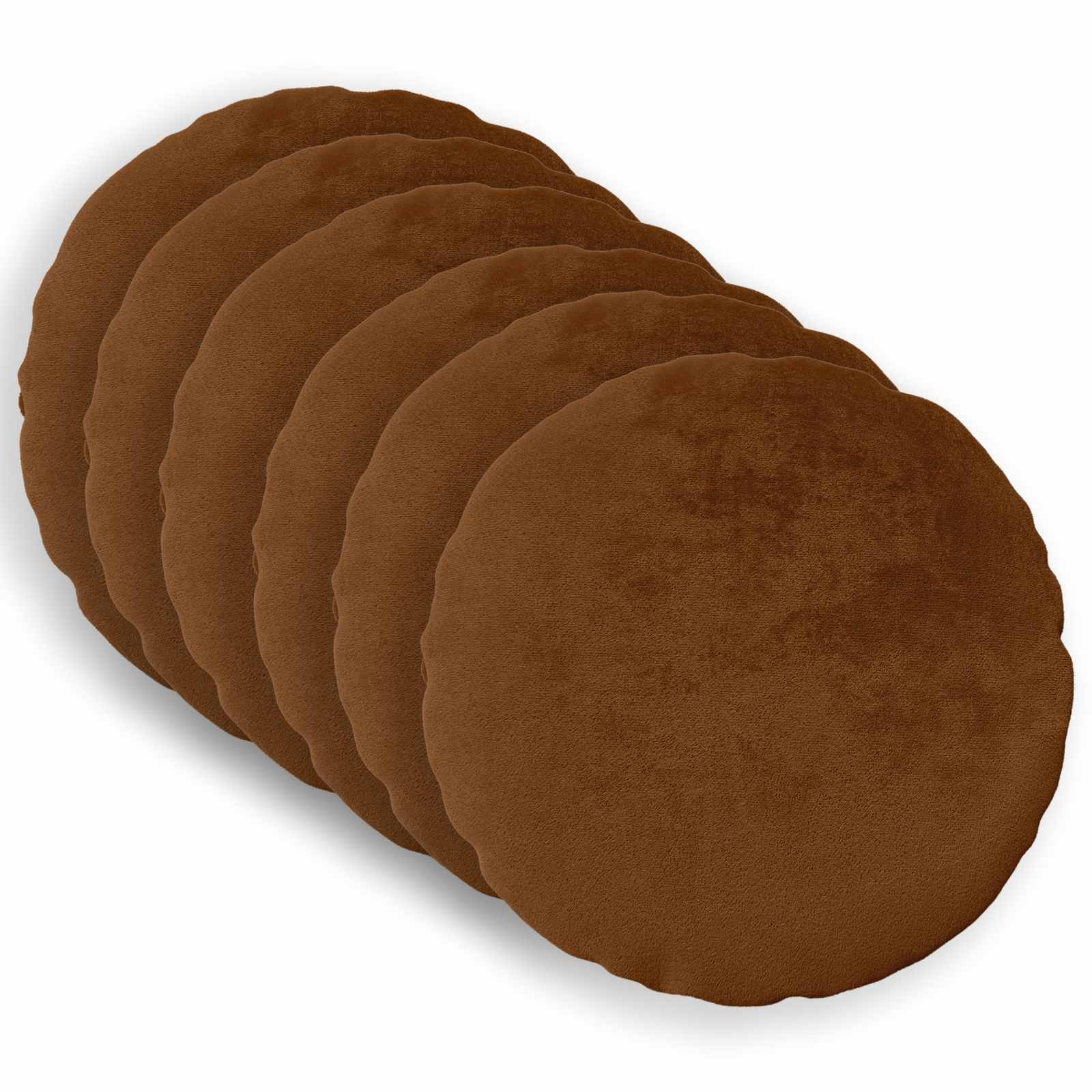 vidaXL Poťah na podložku 6 pcs HEERLEN Svetlohnedá Ø 60 cm Flanel