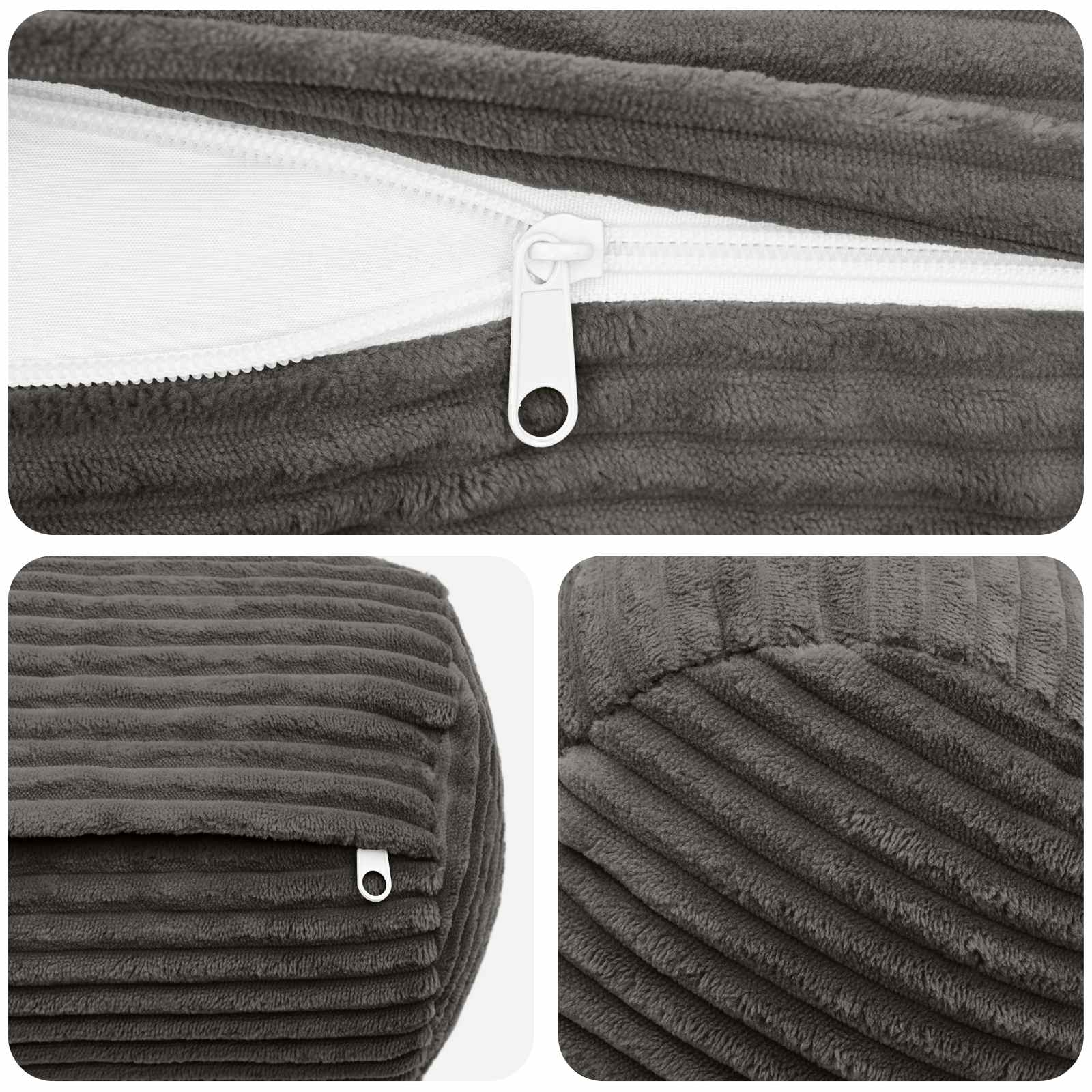 Kussensloop 2 pcs HEERLEN Donkergrijs Ø 15 x 40 cm corduroy image 5
