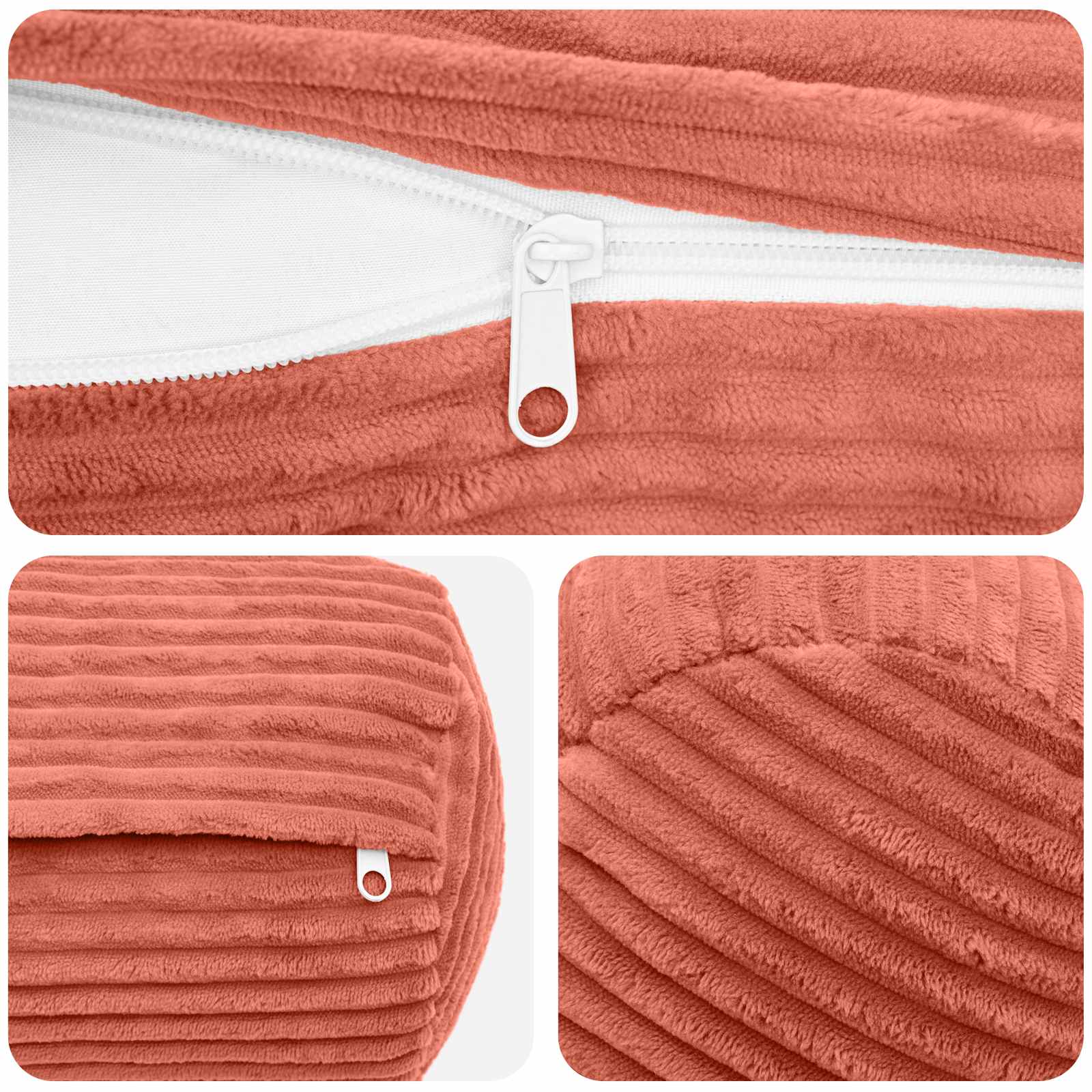 Kussensloop 6 st HEERLEN Rood-oranje Ø 15 x 40 cm corduroy image 5