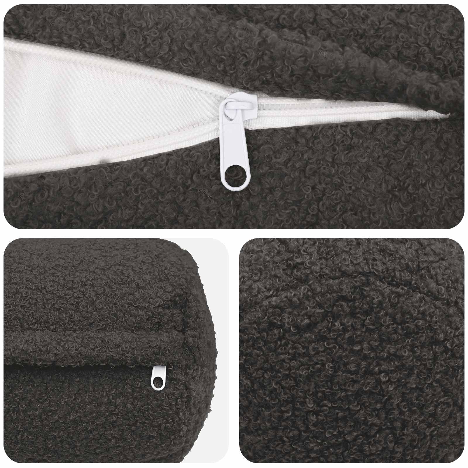 Kussensloop 6 pcs HEERLEN Donkergrijs Ø 15 x 40 cm Bouclé image 5
