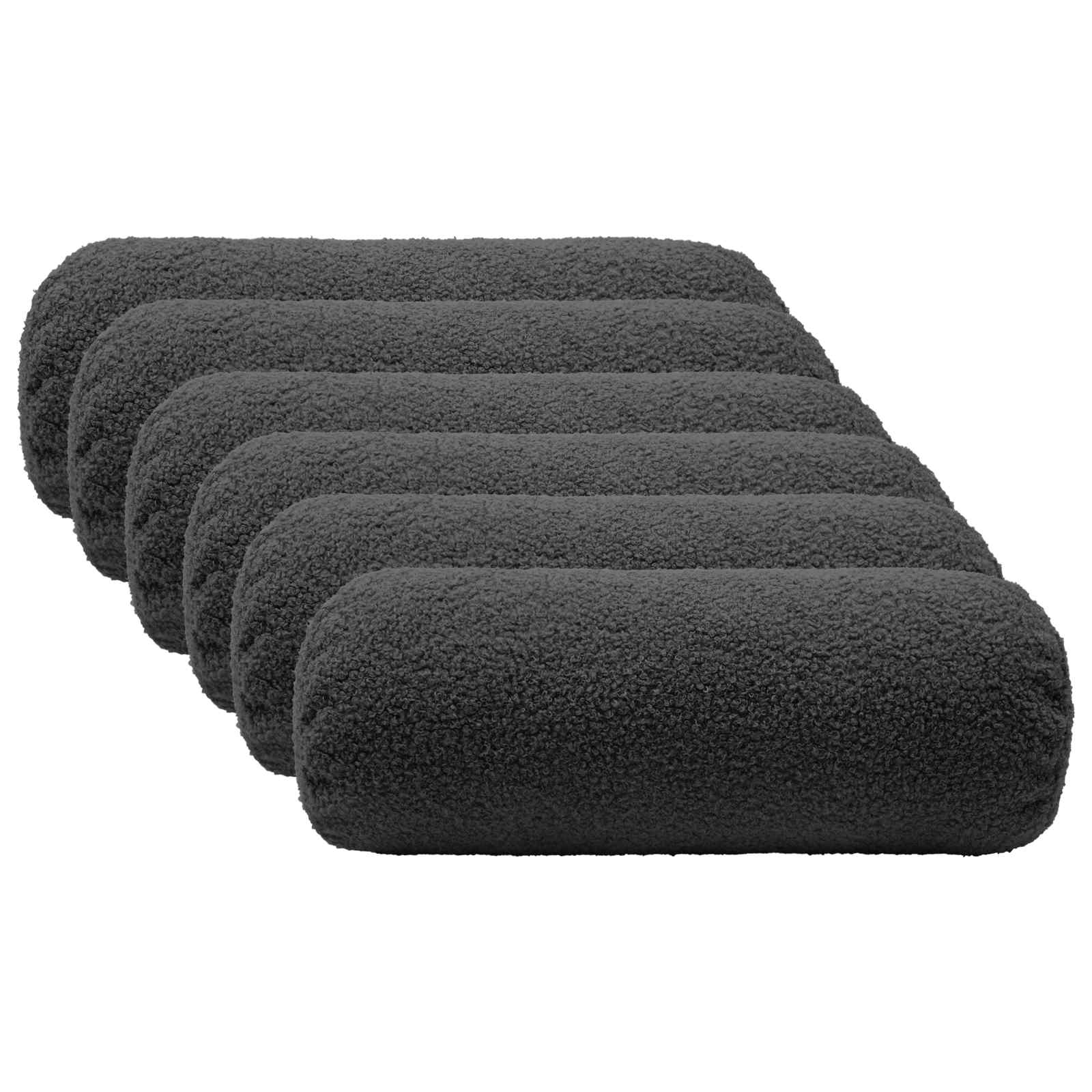 vidaXL Pudebetræk 6 pcs HEERLEN Mørkegrå Ø 15 x 40 cm Bouclé