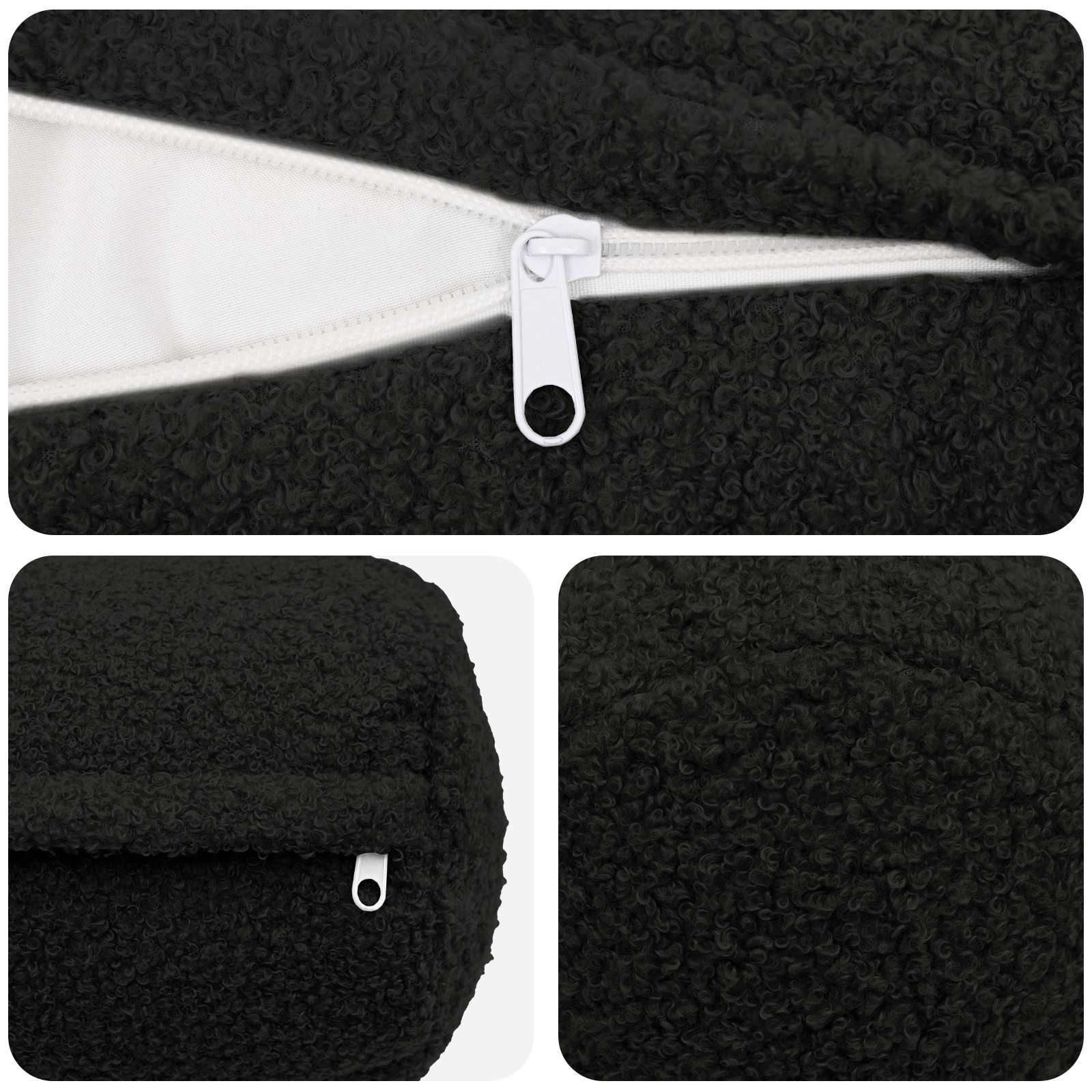 Kussensloop 2 pcs HEERLEN Zwart Ø 15 x 40 cm Bouclé image 5