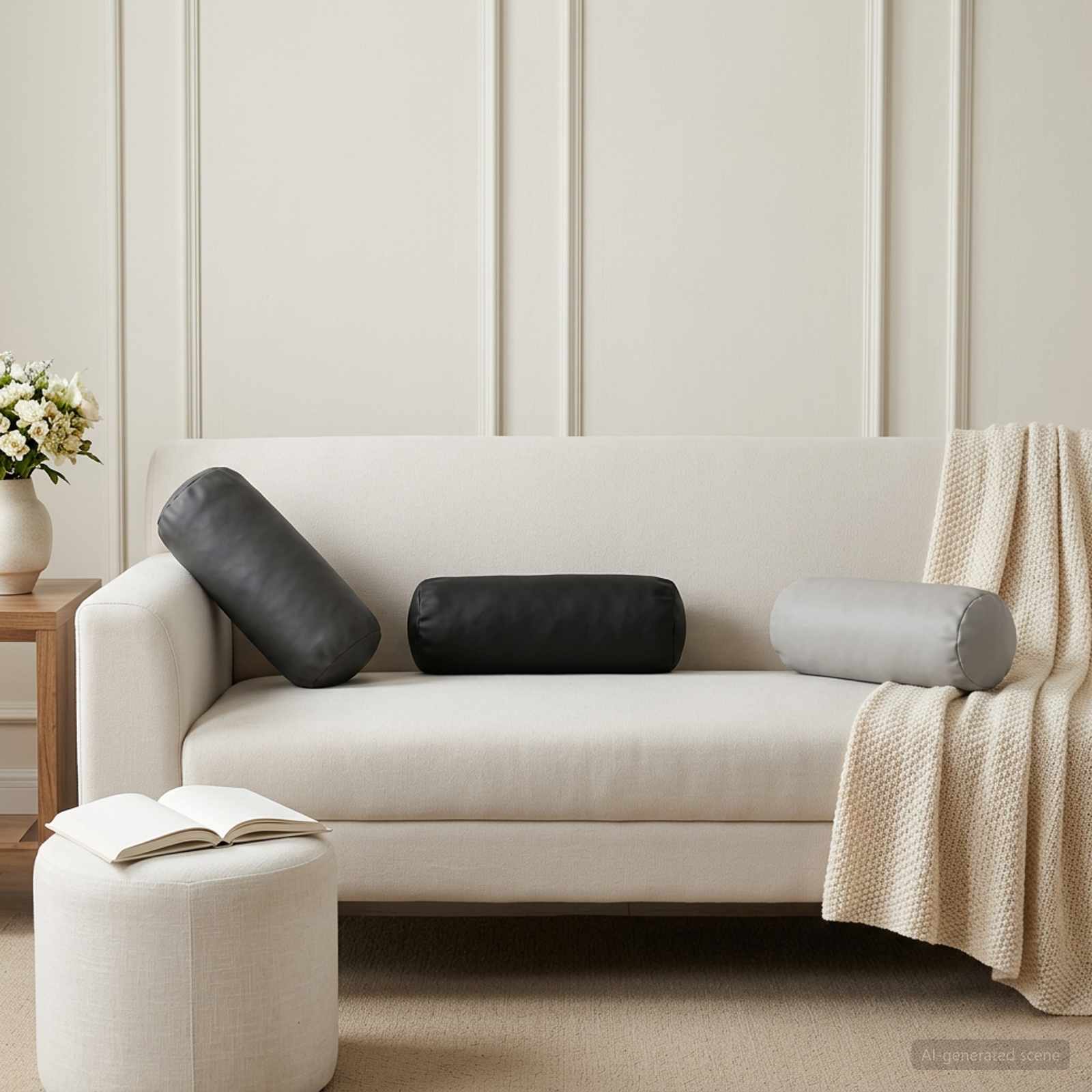 vidaXL Pudebetræk 2 pcs HEERLEN Sort Ø 15 x 40 cm Polyester