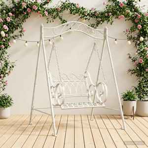 Gugalna klop Jeklo 113 x 121,5 x 168 cm Antik bela