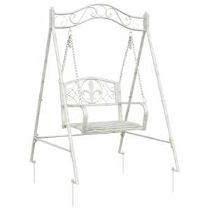 vidaXL Kiikpink Teras 113 x 121,5 x 168 cm Antikvalge
