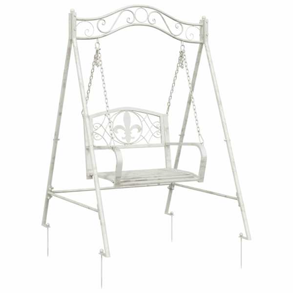 vidaXL Kiikpink Teras 113 x 121,5 x 168 cm Antikvalge