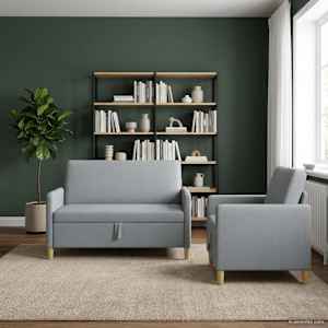 Sofa set z shrambo 2 pcs Svetlo siva Poliester