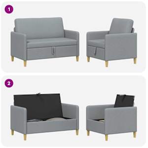 Sedačka se storage 2 pcs Světle šedá Polyester - obrázek 7