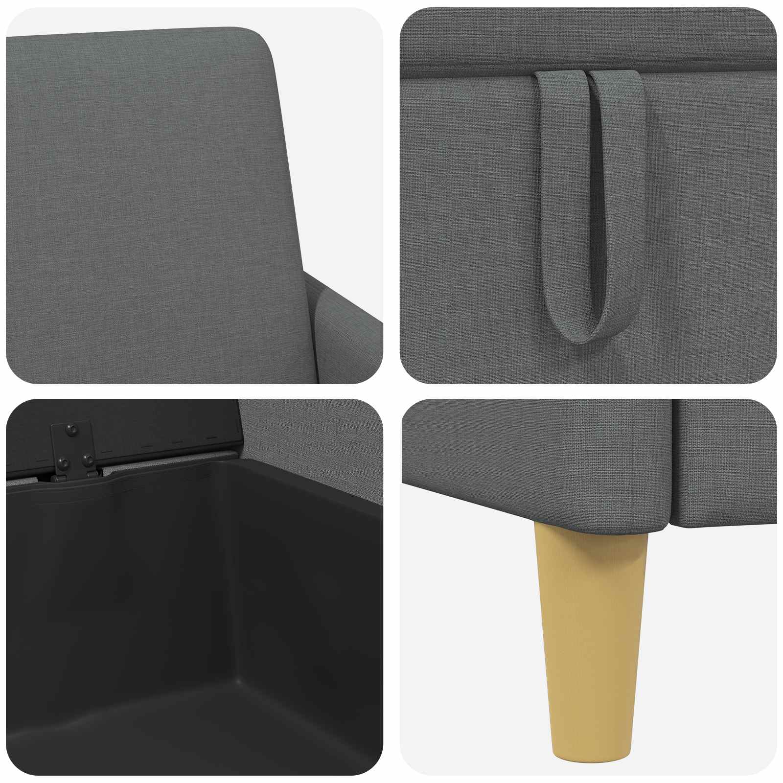 vidaXL Sofa set z shrambo 2 pcs Temno siva Poliester - slika 6