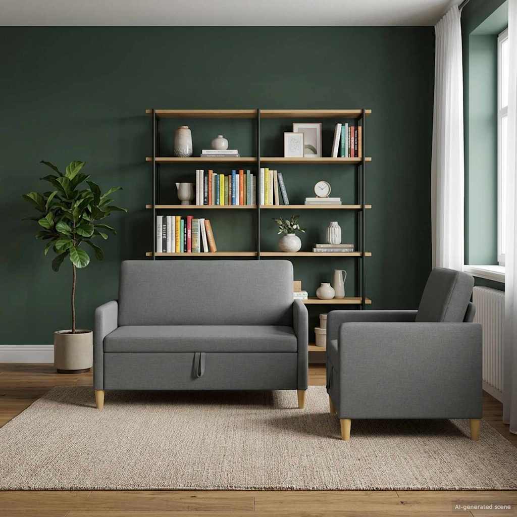 vidaXL Sofa set z shrambo 2 pcs Temno siva Poliester - slika 3