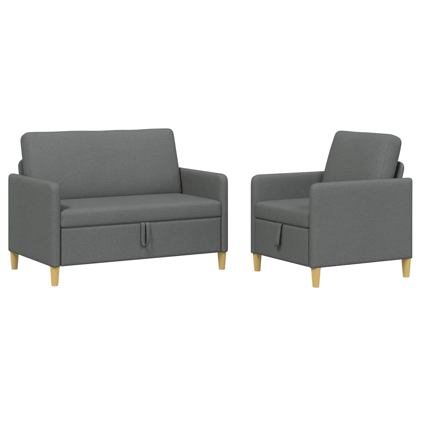 vidaXL Sofa set z shrambo 2 pcs Temno siva Poliester - slika 2