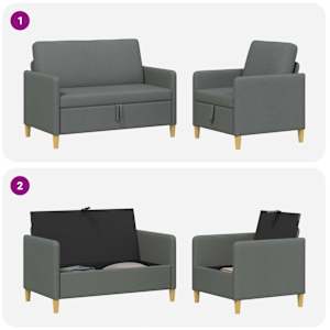 Sedačka se storage 2 pcs Tmavě šedá Polyester - obrázek 7
