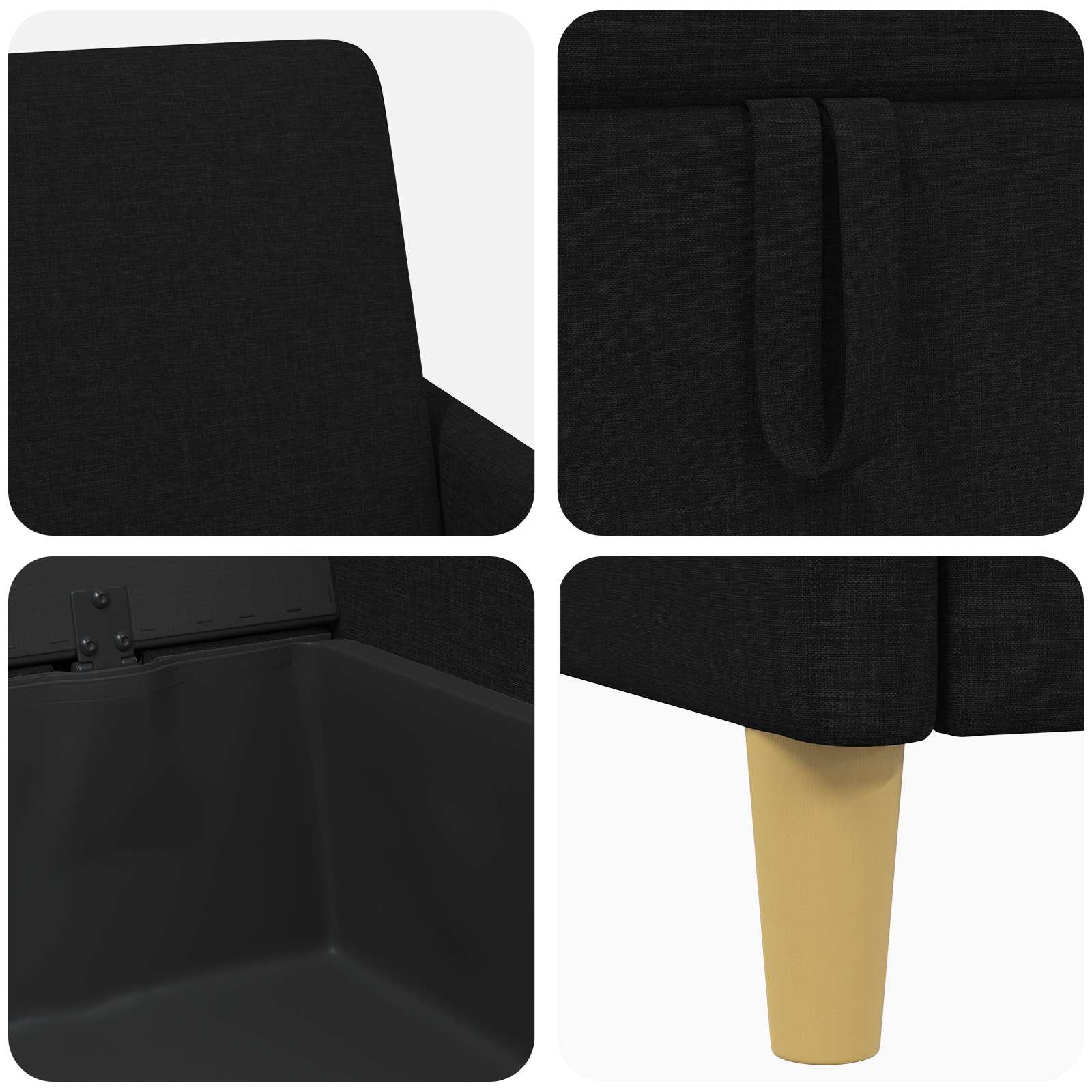 vidaXL Sofa set z shrambo 2 pcs Črna Poliester - slika 5