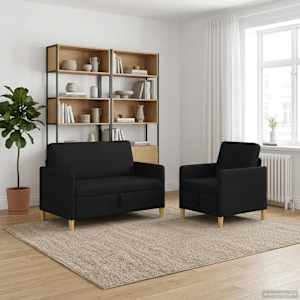 Sofa set z shrambo 2 pcs Črna Poliester