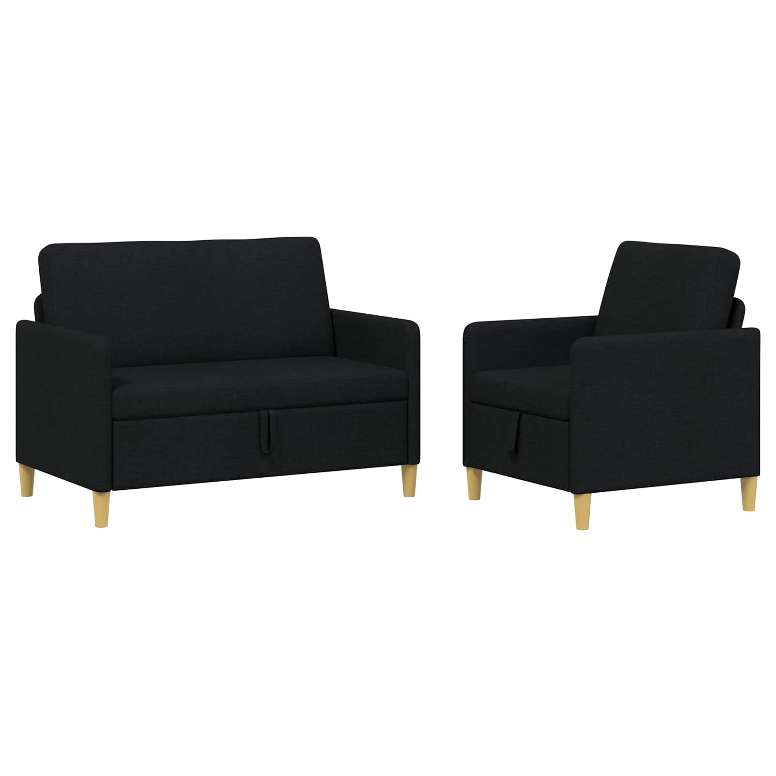 vidaXL Sofa set z shrambo 2 pcs Črna Poliester - slika 2