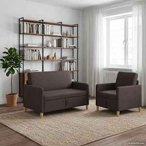 Sedačka se storage 2 pcs Tmavě hnědá Polyester - obrázek 3