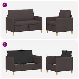 Sedačka se storage 2 pcs Tmavě hnědá Polyester - obrázek 7
