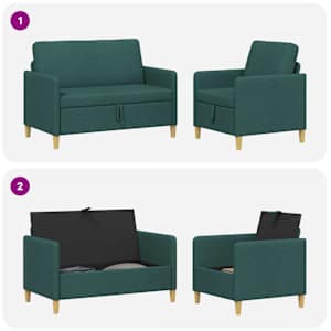Sedačka se storage 2 pcs Tmavě zelená Polyester - obrázek 6