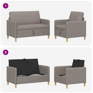 Sedačka se storage 2 pcs Taupe Polyester - obrázek 7